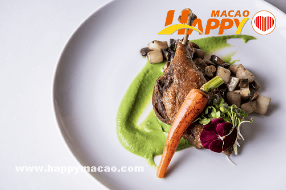 Roast_Duck_Leg_Confit_Ragout_of_White_Asparagus_and_Wild_Mushrooms_Pea_Mashes_Natural_Jus_1